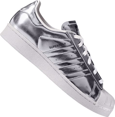 adidas superstar sneaker weiß silber|adidas white silver metallic shoes.